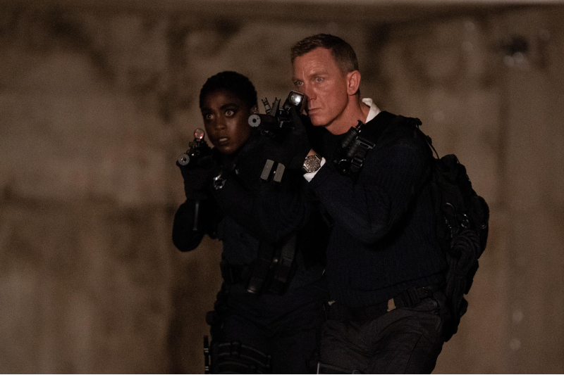 Lashana Lynch (left) as the first female 007, backing up James Bond (Daniel Craig, right) after he's pulled from retirement.