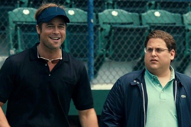 Brad Pitt and Jonah Hill in Moneyball.