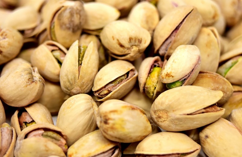 Raw pistachios in shells.
