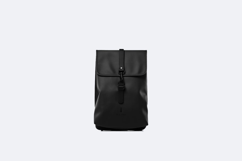 A black Rains waterproof rucksack