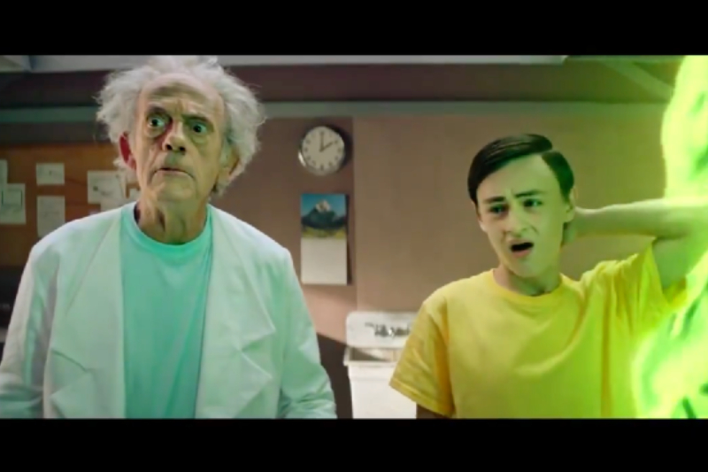 Christopher Lloyd as Rick (left) and Jaeden Martell (right) as Morty.