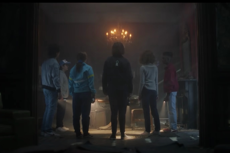 Season four's "Stranger Things" gang inside the abandoned Creel House.