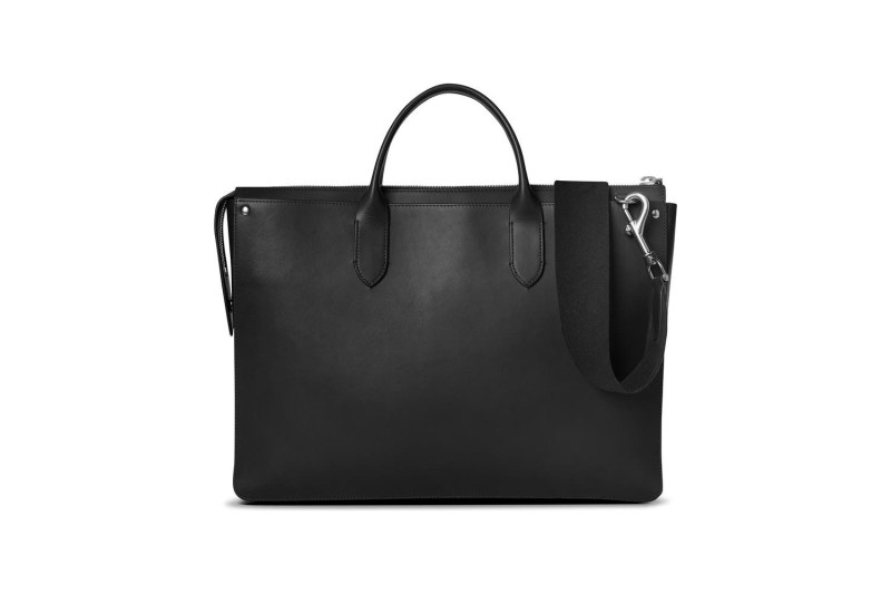 A black Shinola The Slim Traveler Leather Briefcase.