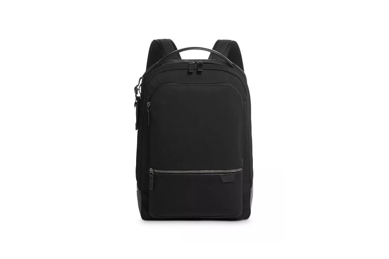 A black Tumi Harrison Bradner backpack.