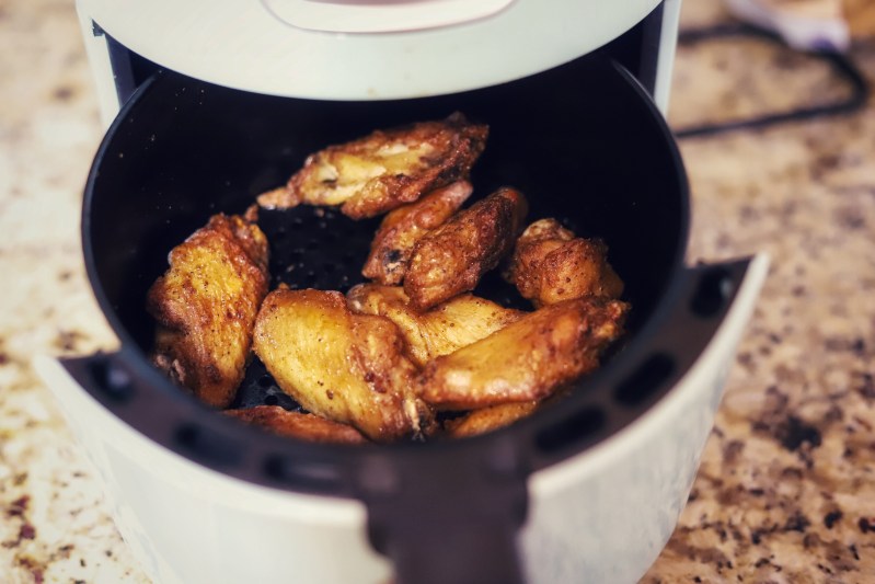Freshly air fried chicken wings.