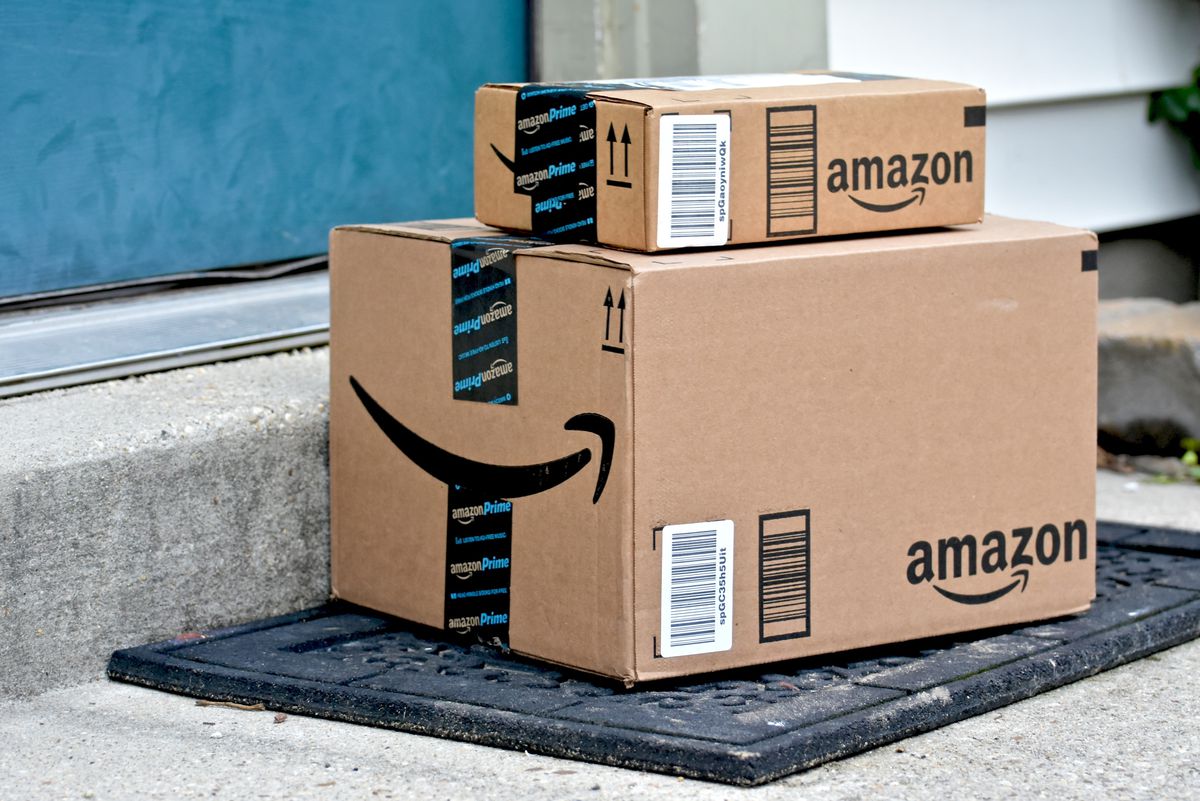 Amazon Prime boxes on doorstep.
