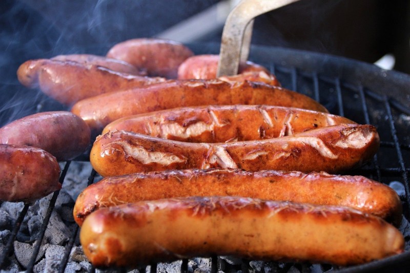 Bratwurst being grilled.