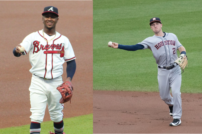 Braves second baseman Ozzie Albies (left) and Astros third baseman Alex Bregman (right).