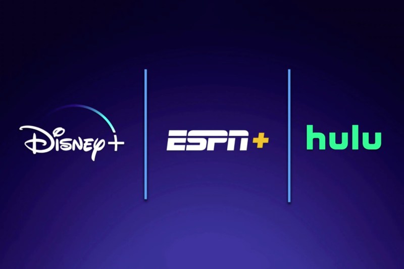 Trio of logos for the Disney plus bundle that includes Disney+, ESPN+, and Hulu.