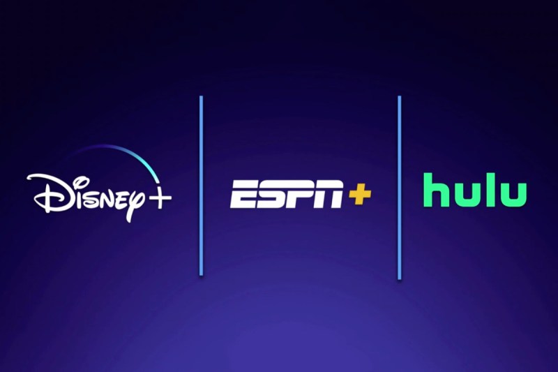 Trio of logos for the Disney plus bundle which includes Disney+, ESPN+, and Hulu.