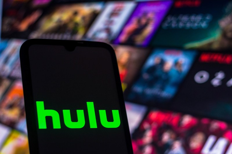 Hulu logo displayed on phone.