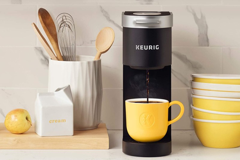 Keurig K-Mini Coffee Maker, Single Serve K-Cup Pod Coffee Brewer on a kitchen counter.