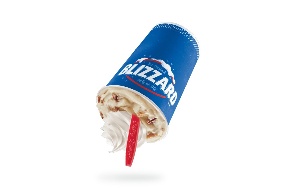 The 6 Best Fall Ice Cream Flavors To Make 11 dairy queen's pecan pie blizzard ice cream hanging upside down.