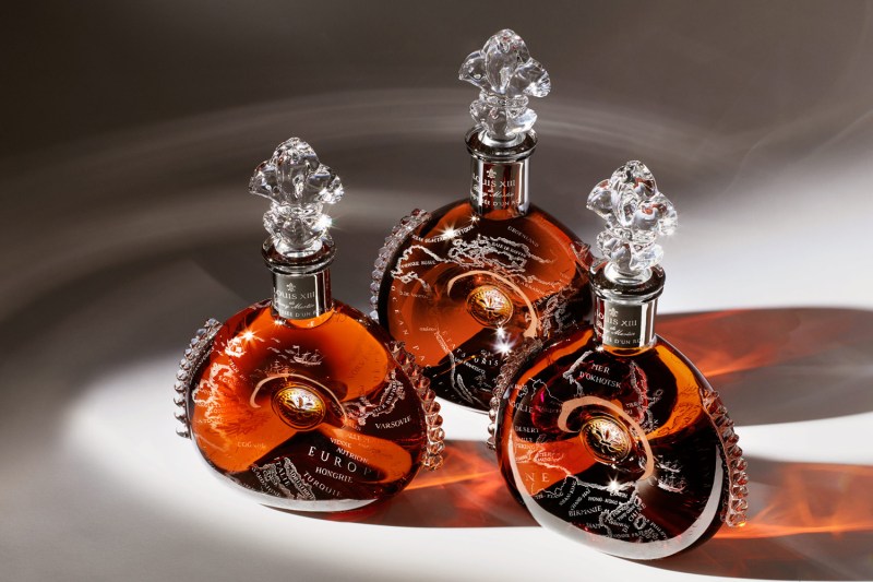 Three exquisite bottles of Remy Martin Louis XIII L'Odyssee D'un Roi Cognac