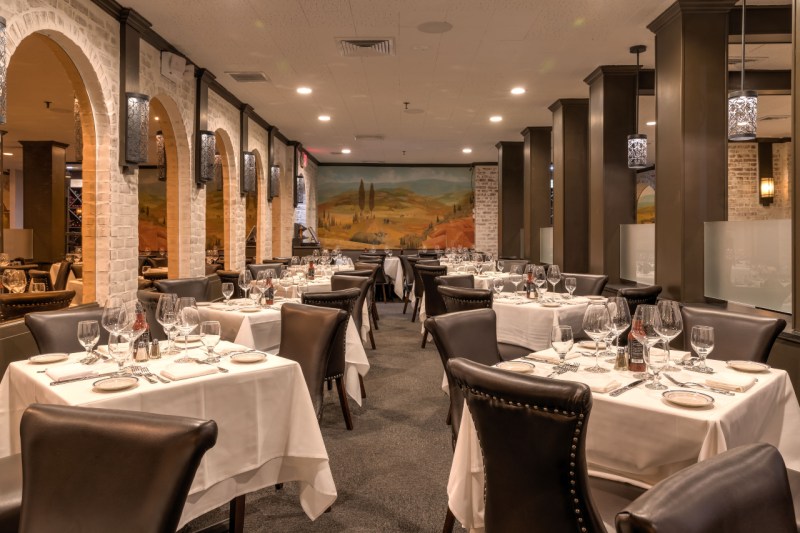 The dining room of Tuscany Steakhouse in NYC.