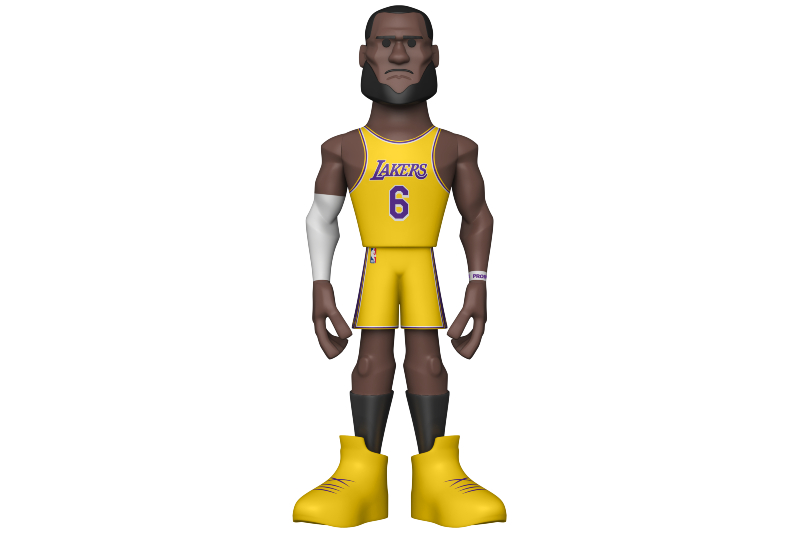 A Funko Vinyl Gold Lebron James L.A. Lakers figurine.