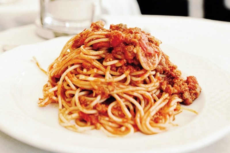 Bucatini all-Amatriciana pasta.