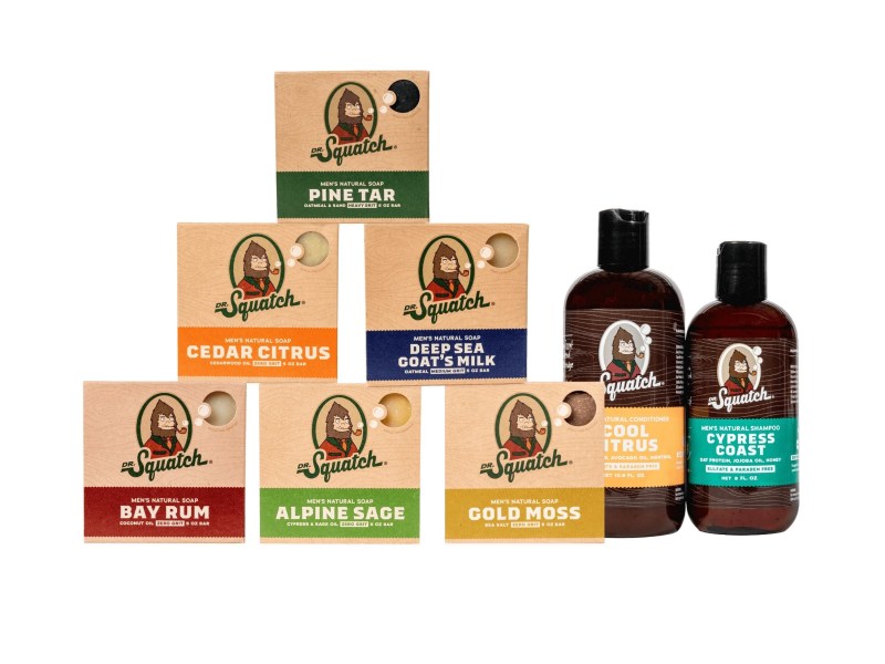 Dr. Squatch Men's Soap Variety 4 Pack - Wood Barrel Bourbon, Gold Moss, Bay Rum, Cool Fresh Aloe