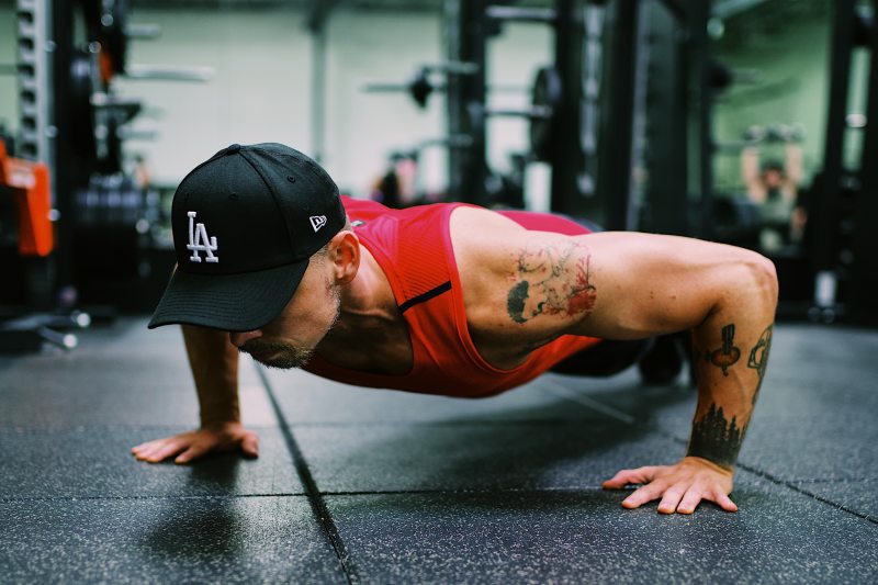 Man doing HIIT push-ups.