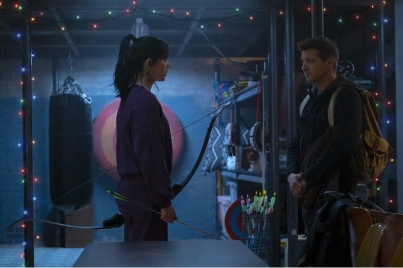 Kate Bishop (Hailee Stanfield) and Clint Barton/Hawkeye (Jeremy Renner) in the new Disney+/Marvel Studios mini-series, "Hawkeye."