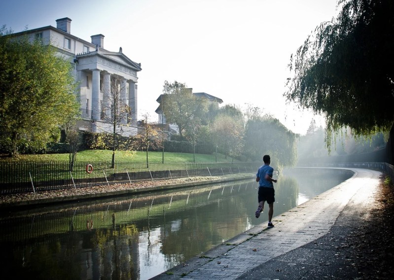 Man running along a path