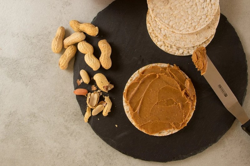 Peanut butter and rice cakes.