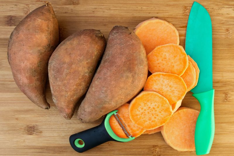 Peeled sweet potato.
