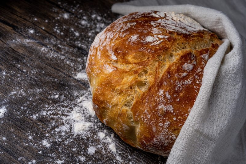 Bread made with yeast.