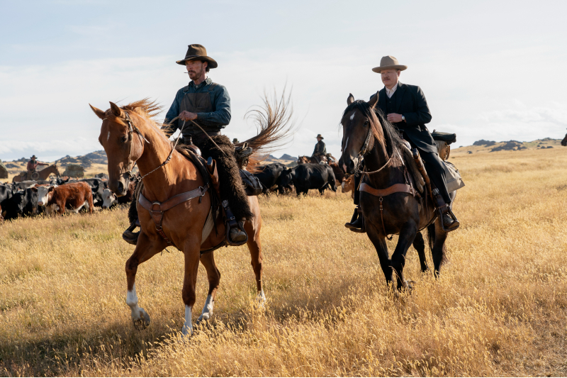 Benedict Cumberbatch as Phil Burbank and Jesse Plemons as George Burbank in "The Power Of The Dog."