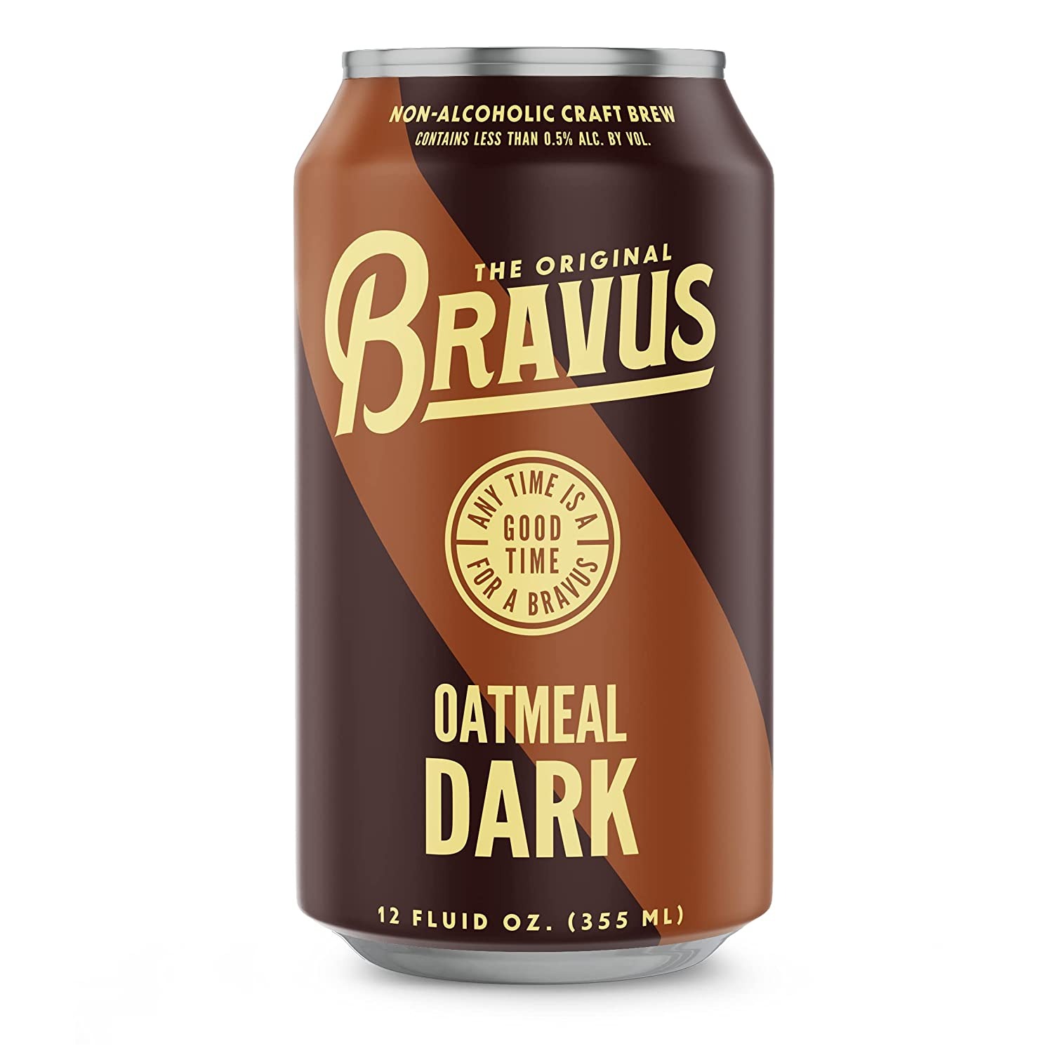 Bravus Non-Alcoholic Oatmeal Stout - 6 Pack x 12 Fl Oz Cans - Low-Calorie, GABF Silver Medal Winner.