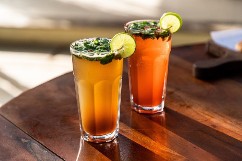 A pair of mocktails.