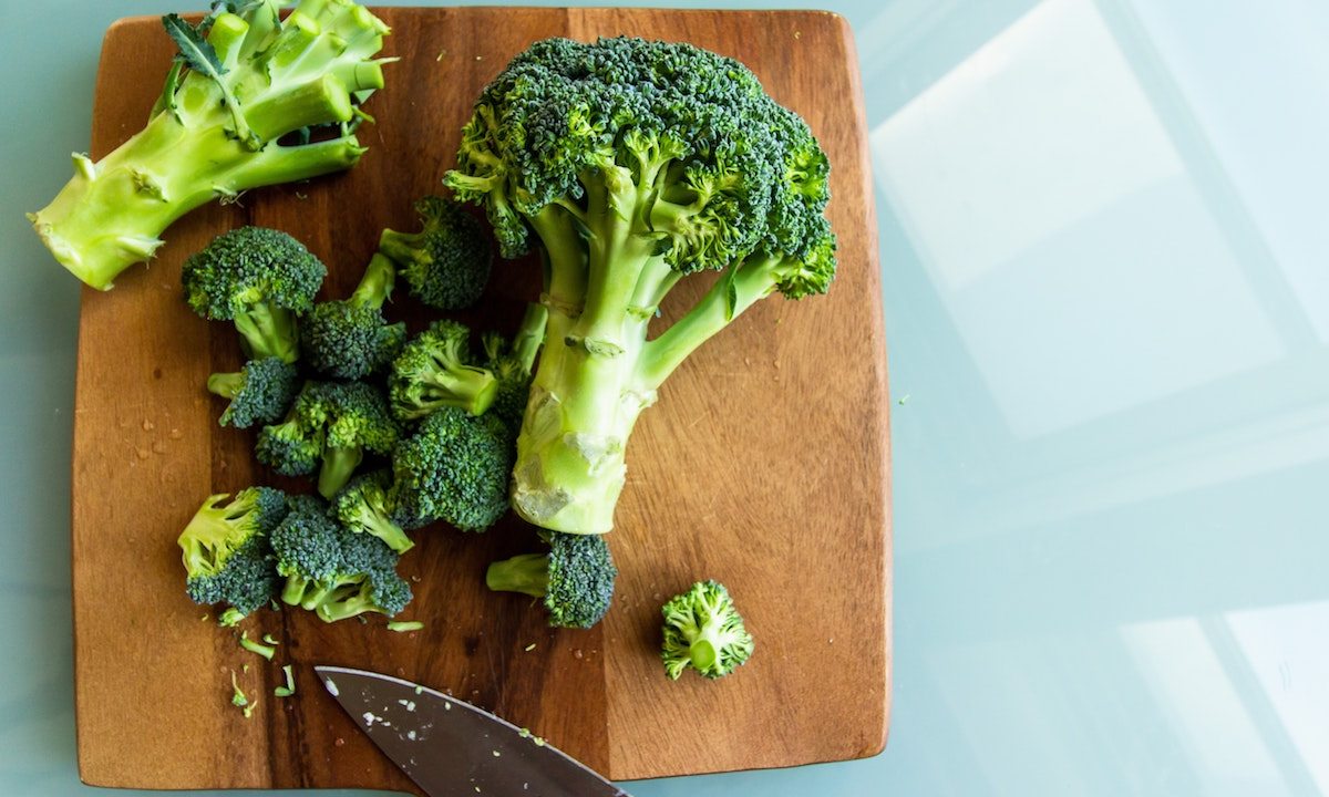 Broccoli on a chopping board
