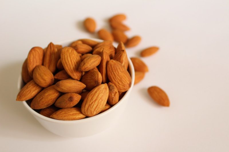 raw almonds in a bowl.