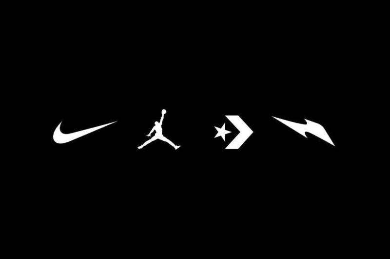 Nike added RTFKT's lightning bolt to its existing swoosh, Jordan, and Converse logos.