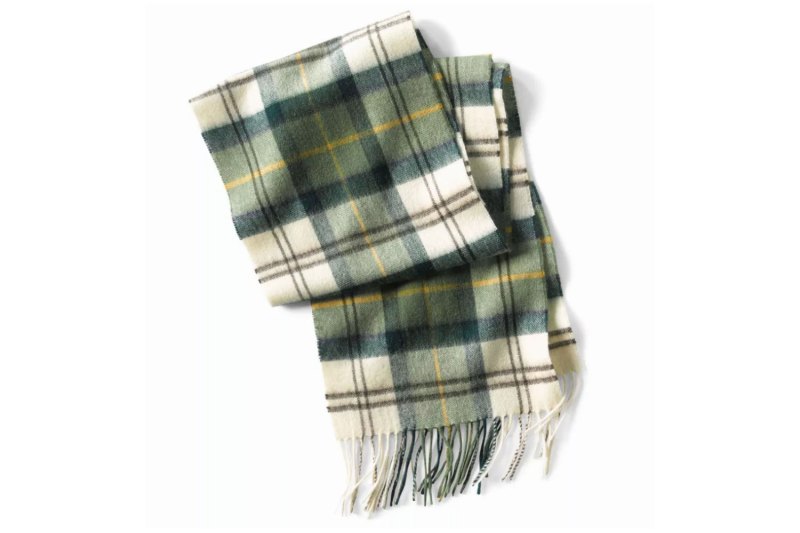 Orvis Barbour Merino/Cashmere Tartan Scarf on a white background.
