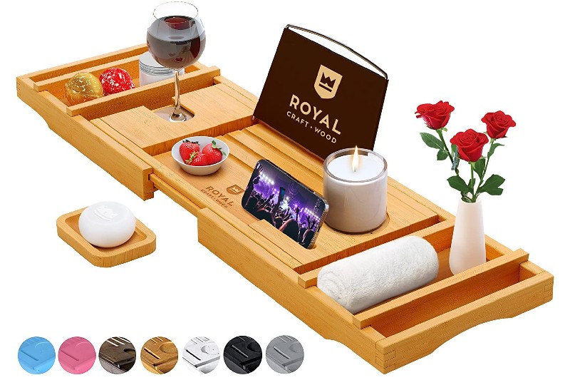 ROYAL CRAFT WOOD Luxury Bathtub Caddy Tray.