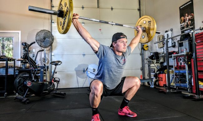 man doing hip exercise.