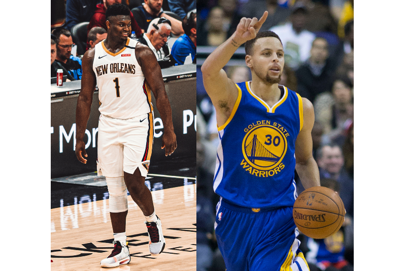Zion Williamson (left) and Steph Curry (right) occupy opposite ends of the NBA spectrum this season.