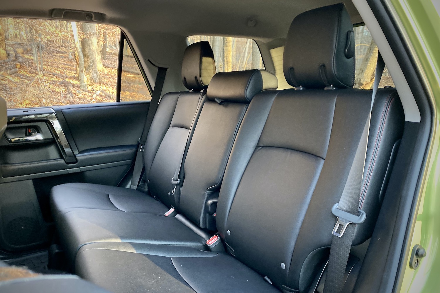 Rear seats of Toyota 4Runner TRD Pro from driver's side.