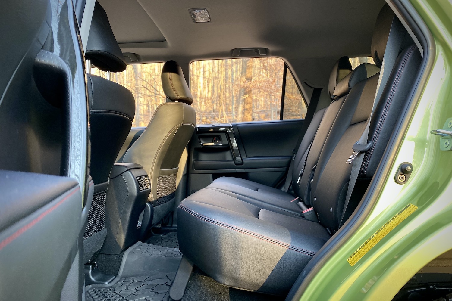 Rear seats on Toyota 4Runner TRD Pro from driver's side.