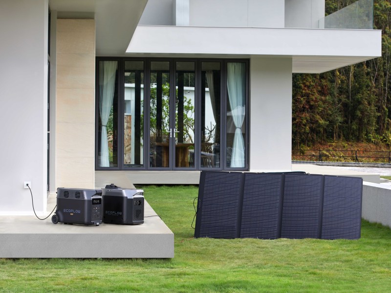 EcoFlow DELTA Pro with Smart Extra Battery and solar panels.