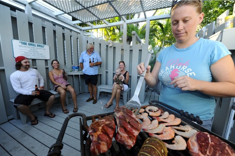 People grilling at Eden House.