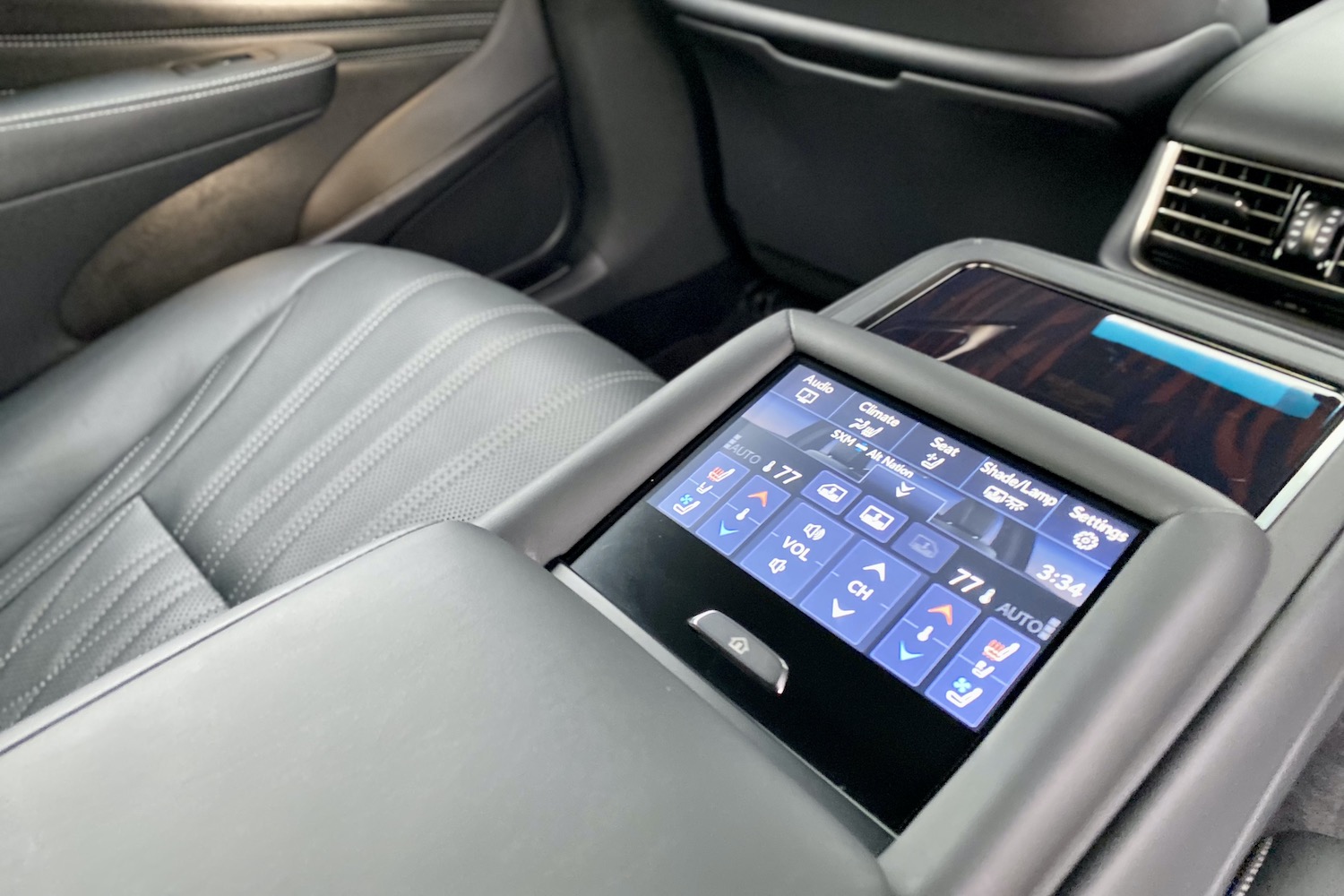 A rear touchscreen in the 2021 Lexus LS500.