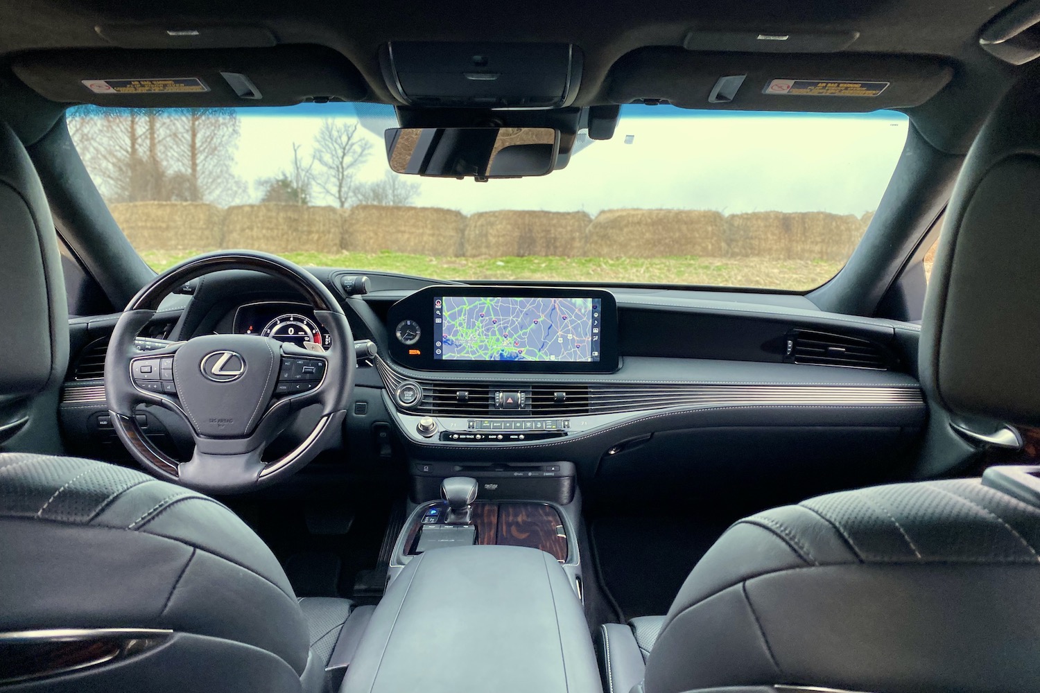 The dashboard and front seats of the 2021 Lexus LS500.