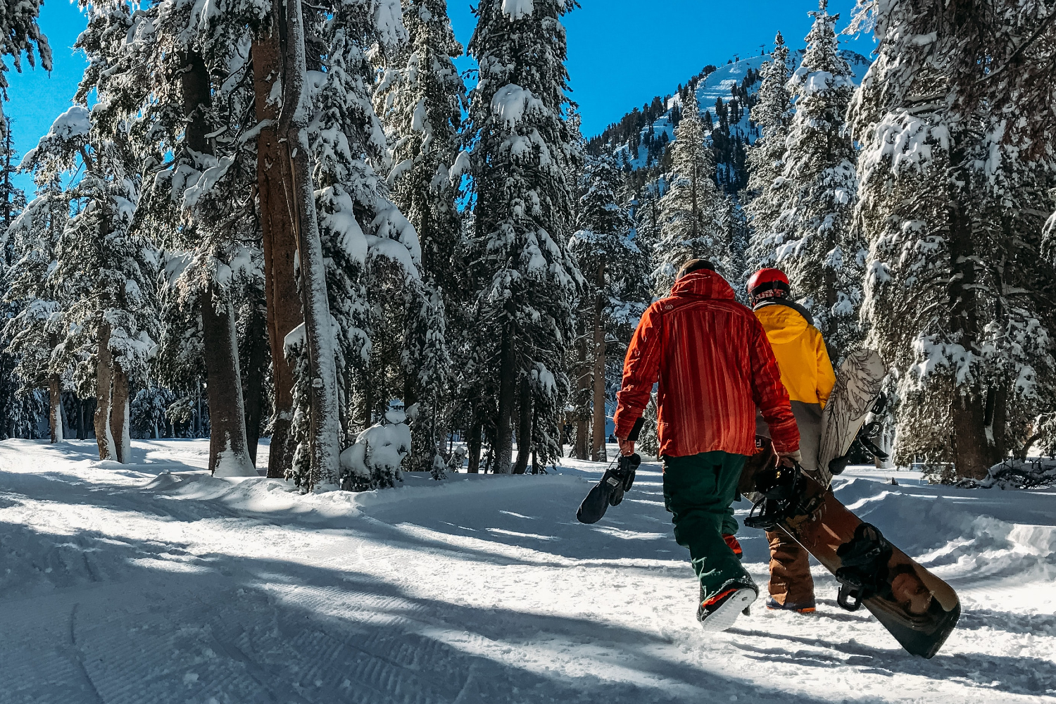 Snowboarders Walking