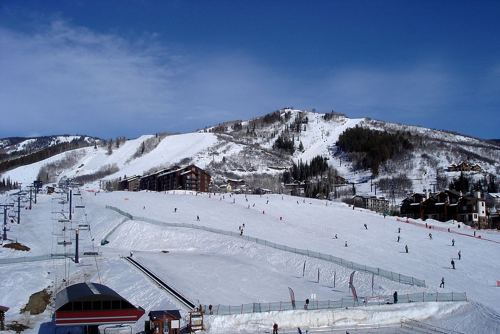A panoramic view of the mountains and skiing at Steamboat Ski Resort