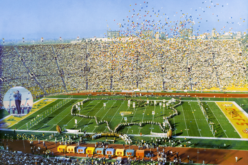 The first Super Bowl at Los Angeles Memorial Coliseum in 1967.