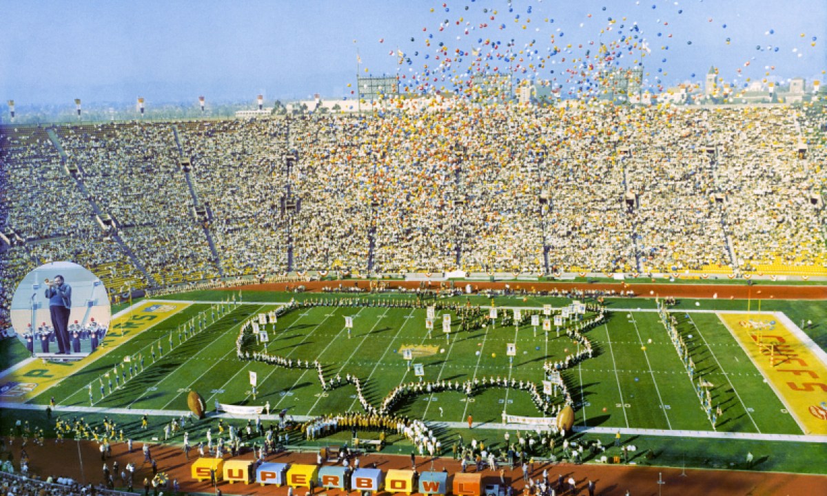 The first Super Bowl at Los Angeles Memorial Coliseum in 1967.