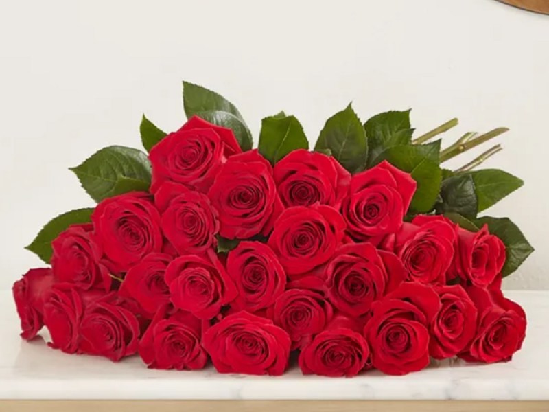 24 pieces of red roses in a bouquet from 1800Flowers.