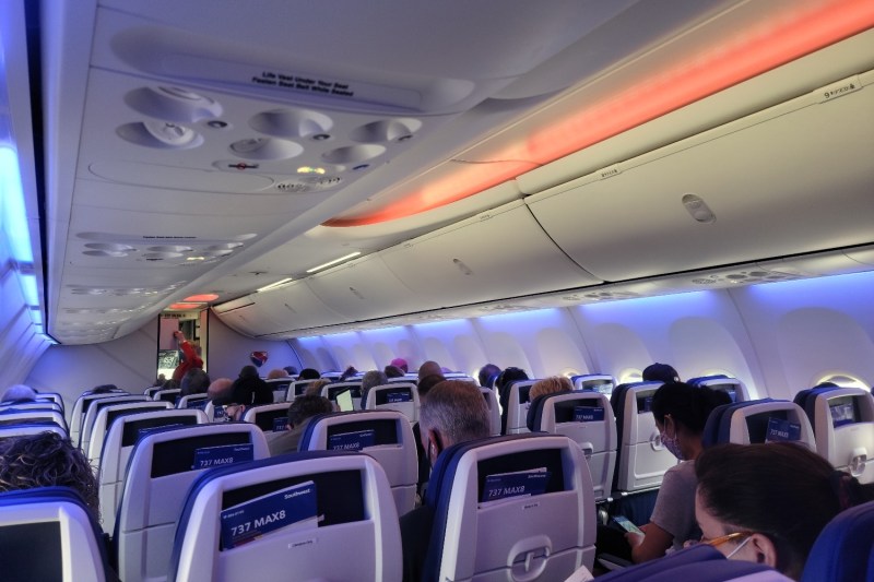 A look inside a Southwest Airlines airplane.